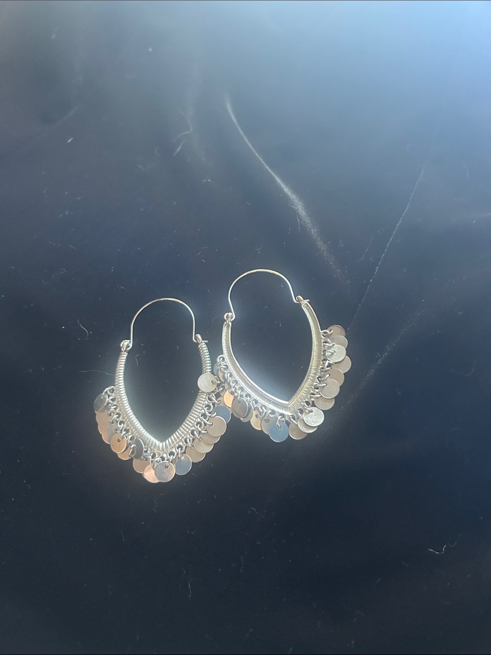 Lia Sophia Silver Hoop Earrings with Dangle Discs